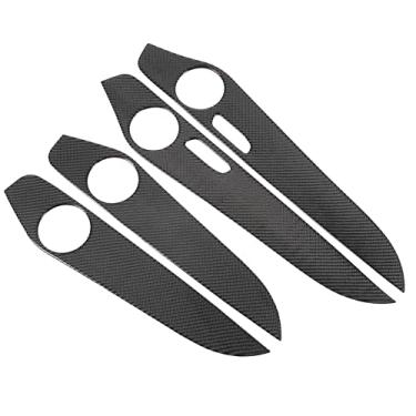 Imagem de ZJchao Tampa do Painel Porta Interna para Carro, Reposição de Capa de Decoração do Alto -falante 4 PCs Carro Porta Interna Porta do Painel de Porta Interior de Fibra de Fibra de Carbono Brilhante