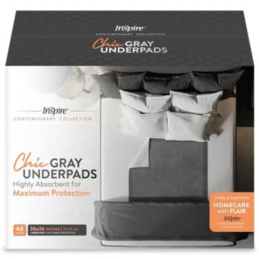 Imagem de Inspire Absorventes Ultra, Chucks Para Incontinência Adulta, Design Moderno E Chique Em Cinza, Protetores Hospitalares Descartáveis Extragrandes, Roupa De Cama Médica