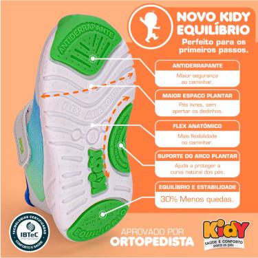 Imagem de TENIS KIDY EQUILIBRIO CINZA CLARO/AZUL/VERDE Kidy