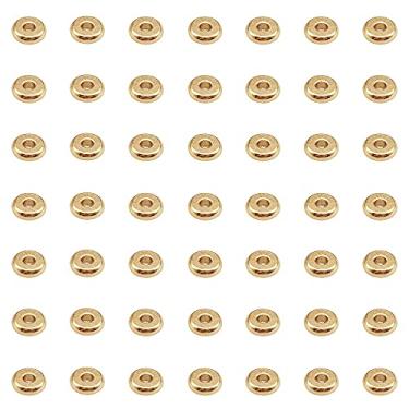 Imagem de INSPIRELLE 100pcs Heishi Beads 8mm Long-Lasting Disc Brass Rondelle Spacer Beads Pale Gold Plated Flat Round Shape Jewelry Metal Spacers for Bracelet Necklace Jewelry Making