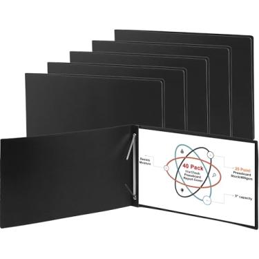 Imagem de gisgfim 40 peças de 28 x 43 cm, capa de relatório de prancheta, capacidade de 7,6 cm, fixador de papel com pinos metálicos com pasta de apresentação de compressor para encadernar perfeitamente
