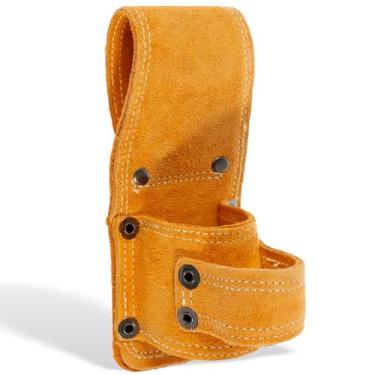 Imagem de Suporte de martelo para cinto, coldre de cinto de machado, coldre de martelo de couro bovino, suporte de cinto de martelo de furos duplos, suporte de ferramentas de couro, suporte de martelo seguro