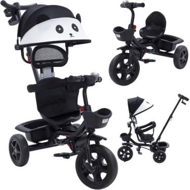 Imagem de Triciclo com Empurrador Infantil Carrinho 2 em 1 Passeio com Capota So