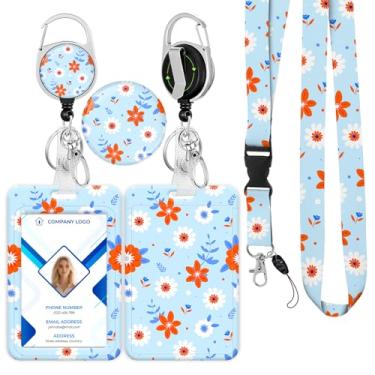 Imagem de Cordão retrátil para crachá de identificação - protetor de cartão vertical bonito e durável resistente a manchas para enfermeiras, médicos, professores, hospitais, escola, escritório, mulheres, homens