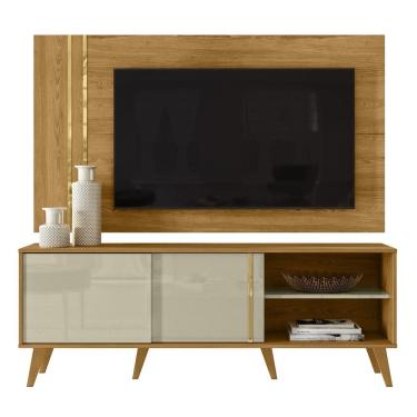 Imagem de Estante Painel Para TV 60 Pol 160cm Orla Z10 Cumaru/Opala - Mpozenato