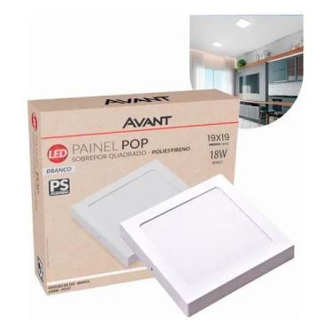 Imagem de Plafon Quadrado Sobrepor ABS Branco Bivolt Avant, 18W