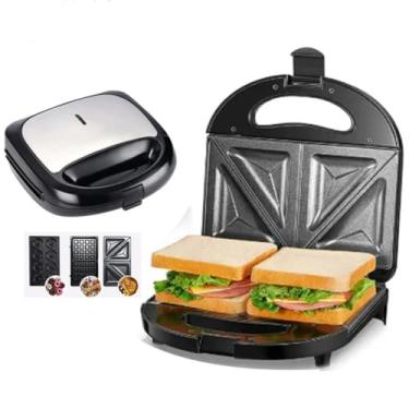 Imagem de Sanduicheira 3 em 1, Sanduicheira Grill Waffles Sanduíches Donuts, Removível, para Cozinha de Café da Manhã, 750W,110v