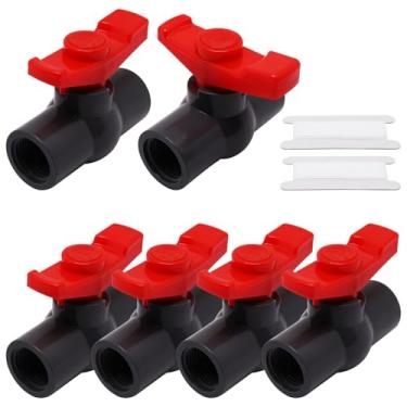 Imagem de YuGtcen 6 peças de válvula de esfera de PVC de 1/5.1 cm, soquete de válvula de esfera de desligamento com alças em T de fácil giro, conector adaptador de acessórios para tubos, para irrigação