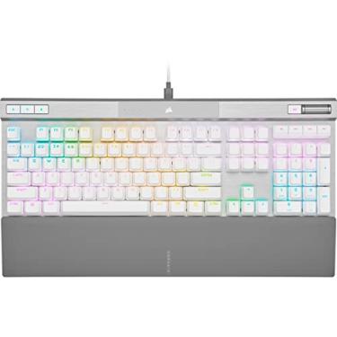Imagem de Corsair Teclado óptico mecânico para jogos K70 PRO RGB – Interruptores lineares OPX, teclas PBT Double-Shot, 8.000Hz Hyper-Polling, apoio magnético suave para as mãos – Layout NA, QWERTY – Branco
