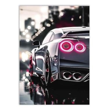 Imagem de Placa Decorativa Carro Esportivo Japonês Lanterna Rosa Decoração Poster Quarto Sala