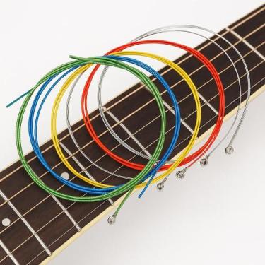 Imagem de Jogo de cordas de violão 6 cordas de aço para violão - generica