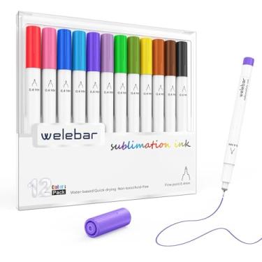 Imagem de Welebar Conjunto de canetas infusíveis com 0,4 pontas para Cricut Joy/Xtra, pacote com 12 canetas de tinta de sublimação sortidas para transferência de calor, canecas, camiseta