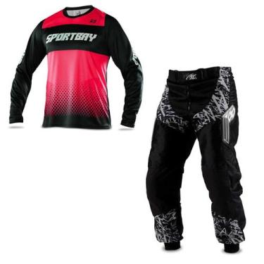 Imagem de Conjunto Roupa Motocross Trilha Enduro Calça Insane In Black E Camisa 