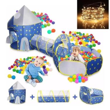 Imagem de Barraca Infantil e Luz de led Toca Túnel Castelo Cesta Basquete Menino