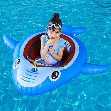 Imagem de HYRIXDIRECT Brinquedos Infláveis De Piscina Flutuante Para Crianças, Boia Natação, Bóia Água Praia, Barco Tubarão Com Arma Inflável, Brinquedo Verão Meninos E Meninas