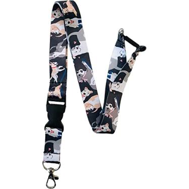 Imagem de Cordão de pescoço/apito com estampa de cachorro de 20 mm com fivela removível e quebra de segurança - Escolha o padrão da sua raça (Staffordshire Bull Terrier)