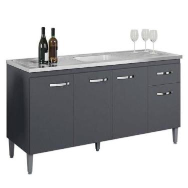 Imagem de Balcão De Pia Gabriela 150 Cm Cinza Fosco - Ajl - AJL MÓVEIS