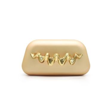 Imagem de blinkgooblink Bolsa clutch para noite feminina, bolsa tiracolo de corrente de metal de acrílico para convidados de casamento para festa de formatura, Dourado, 6.3 x 4.3 x 2.5 inches