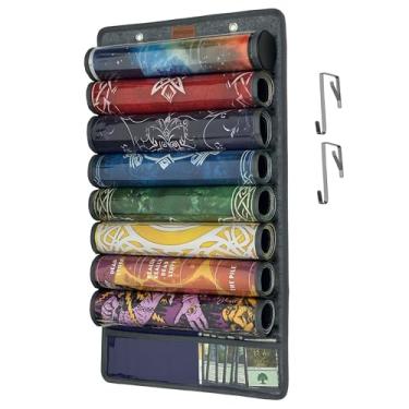 Imagem de Playmat Tube Storage Bag for MTG, Hangable Game Mat Holder with 8 Tube Slots + 1 Card Pocket, Transparent PET Display, TCG Playmat Organizer with Hooks & Strap, Fits 6cm Play Mat Cases (1 Pack-Gray)
