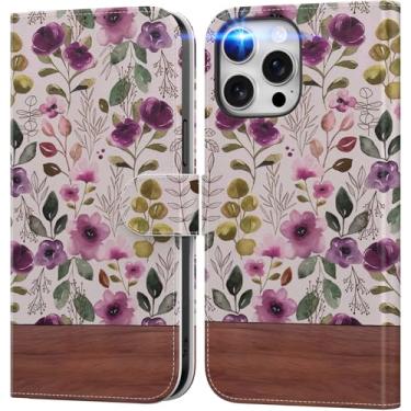 Imagem de DEENAKIN Capa carteira para iPhone 15 Pro Max com suporte para cartão + clipe de dinheiro, bloqueio RFID, proteção contra quedas de nível militar, fecho magnético com suporte de couro - papel de