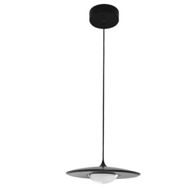 Imagem de Pendente Led Vidro Aluminio Preto 6w 55 3000k Disco - Yamamura