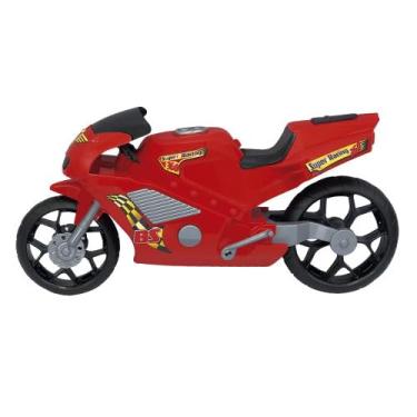 Imagem de Moto de Brinquedo Esportiva Vermelha, 39 cm x 20 cm x 10 cm, Polipropileno, para Crianças Acima de 3 Anos