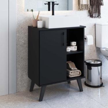 Imagem de Armário Balcão Multiuso com 1 Porta Preto - DJD Móveis