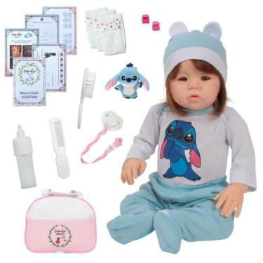Imagem de Boneca Realista Stitch Recém-Nascida com Bolsa Maternidade - Cegonha R