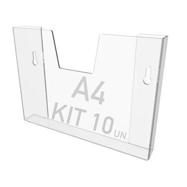 Imagem de Kit 10 Displays Porta Folha Parede A4 Acrílico Ps Horizontal