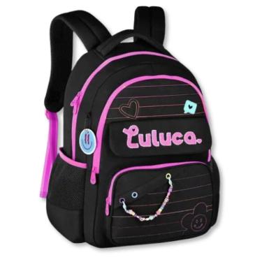 Imagem de Mochila Luluca Premium Bolsa Escolar Feminina Juvenil Preta