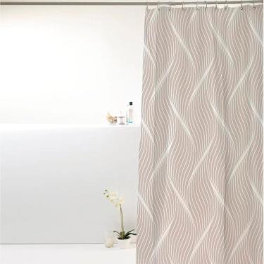 Imagem de Cortina Para Box Banheiro Antimofo Poliéster 198x180cm - Onda Cinza