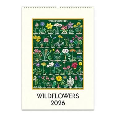 Imagem de Calendário de parede Cavallini 2026 flores silvestres, 33 x 48 cm, calendário suspenso de 12 páginas por mês, ideal para amantes de jardim, bonito e organizado