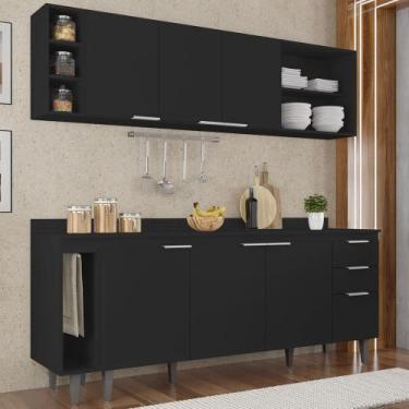 Imagem de Armário de Cozinha CP13 e Tampo 178cm Pérola M24 Preto - Mpozenato, Pr