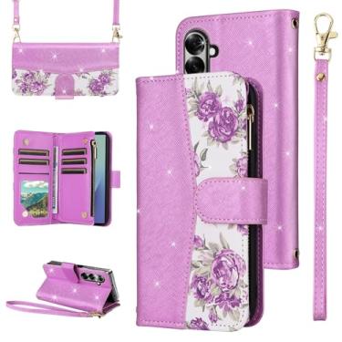 Imagem de Furiet Capa carteira floral para Samsung Galaxy Z Fold 7 5G 2025 com zíper flip bolsa de pulso/alça de ombro couro PU suporte para cartão acessórios capa de telefone para ZFold7 Z7 G Fold7 7Z feminina