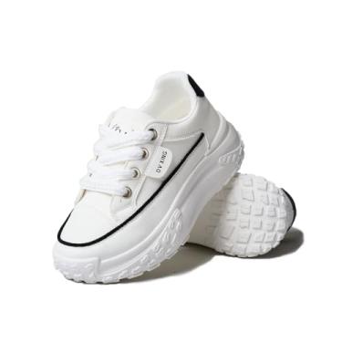Imagem de Chouiss Tênis Feminino, Calçado Esportivo Antiderrapante Com Sola Grossa, Cano Respirável, Estiloso Para Caminhada, Corrida, Compras, Branco, Tamanho 9
