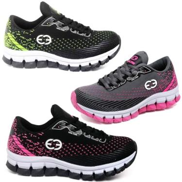 Imagem de 3 Tênis Infantil Ajuste de Amarrar Cadarço Confortavel Resistente (PINK/CINZA/VERDE, BR, Criança de 4 a 8 anos, Numérico, 32)