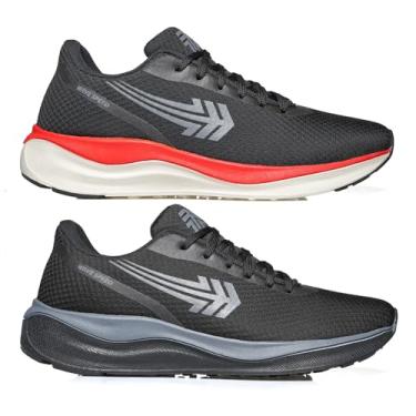 Imagem de Kit 2 Pares Tênis Academia Masculino Wave Speed Creation Olymp Gel Esportivo Original (Preto+Preto+Vermelho, BR, Adulto, Numérico, 42)