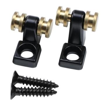 Imagem de OVSAL Pack of 2 Brass Roller String Retainer for Electric Guitar String Tree String Guide Trees for Tele Telecaster Parts Electroplated Black