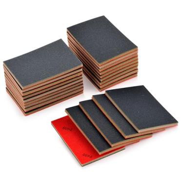 Imagem de MAXMAN Conjunto de esponja de lixamento de 20 peças, bloco de lixadeira manual de espuma macia de 400 grãos, lixa seca úmida de 7 x 10 cm, esponja de lixa ultrafina, almofadas de lixamento