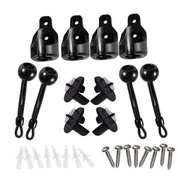 Imagem de Ｂｅｓｇａ Conjunto de 16 peças de cordas elásticas para cortinas e persianas, acessórios de fixação versáteis, kit de elástico, Preto