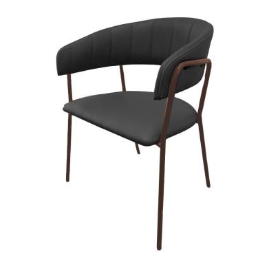 Imagem de Cadeira com Braços Maraú PSG Móveis Estofada Courissimo Grafite com Base Aço Cortén