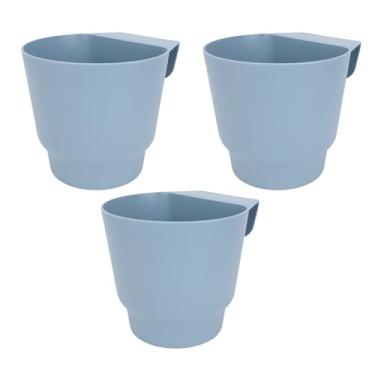 Imagem de Pssopp Vaso de Flores Montado na Parede de Grade, Plantador de Balde Pendurado Em Cerca Com de Drenagem Eficiente para Decoração de Pátio de Corrimão de Jardim (BLUE)