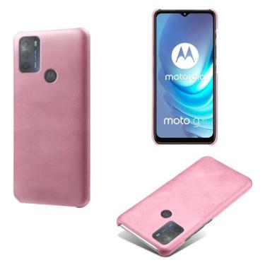 Imagem de Capa para MOTO G50,Proteção contra quedas,Casca de volta de cor sólida simples,Design de couro de imitação de plástico-Pink