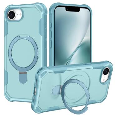 Imagem de Casehas Capa para iPhone 16e [2025] com suporte magnético invisível, capa protetora translúcida à prova de choque ímãs fortes integrados [compatível com MagSafe] antiamarelamento, verde