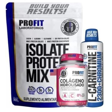 Imagem de WHEY ISOLADO 900G l L CARNITINE 480ML l COLÁGENO HIDROLISADO 150 CÁPSULAS l PROFIT-Unissex