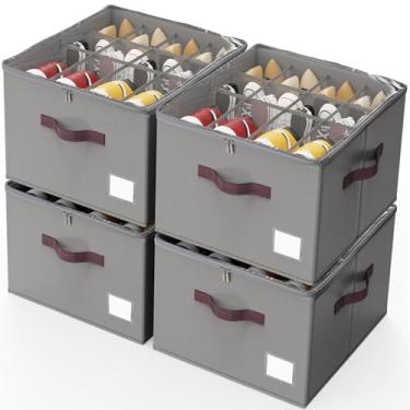 Imagem de Criusia Organizador de sapatos para armário, pacote com 4 organizadores de sapatos com capa transparente e alças resistentes, armazenamento de sapatos para tênis, sandálias, chinelos, serve para 12 a