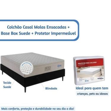 Imagem de Colchão Ortobom Airtech Molas Ensacadas Base Box Suede Blindada com Pr