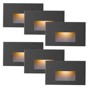 Imagem de TUMUPSM Luzes De Escada Led Para Áreas Internas E Externas, Regulável, 120 V, 3000 K, Branco Quente, 4 W, 350 Lm Escada, À Prova D'Água Ip66, Horizontais Iluminação Deck Preta, Pacote Com 6