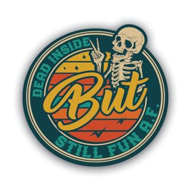 Imagem de Pacote de adesivos de vinil icônico retrô de esqueleto engraçado – Decalque impresso UV impermeável de 12 cm – Várias citações sarcásticas diferentes - Peel & Stick – Várias variações - MKS2325 (Still