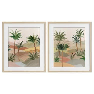 Imagem de Stupell Industries Exotic Desert Oasis 2 Peças Impressão Emoldurada Bétula sob Vidro Design Conjunto por Ian C., 21 x 17